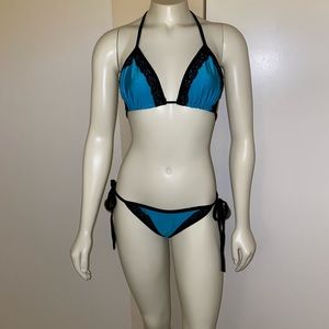 Blue and Black Lace Bikini